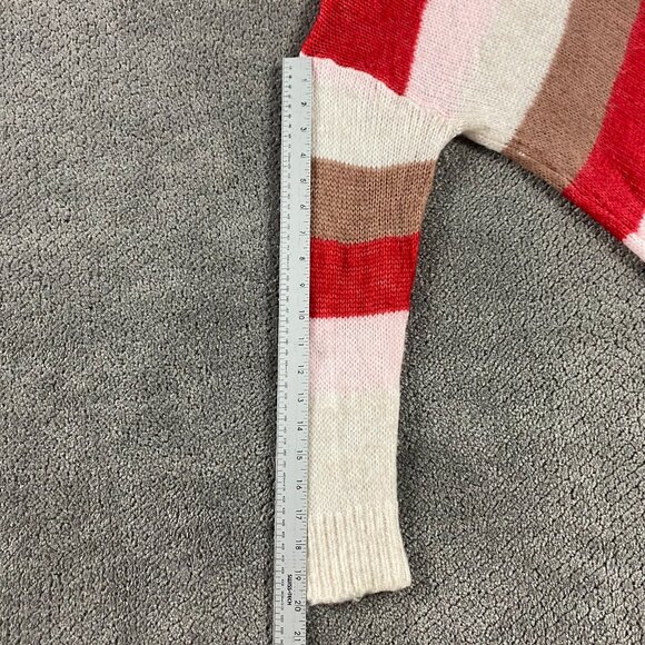 Fat Face Alpaca Wool Blend Sweater Women's Size 4 Stripe Red Pink Brown White - Picture 11 of 12